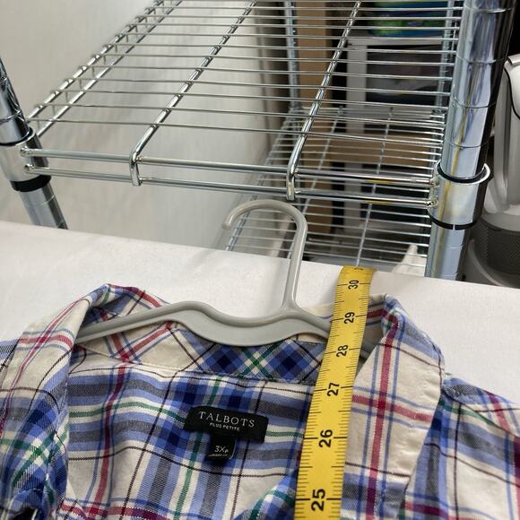 Talbots Blue Plaid Classic Button Up Shirt Plus Size 3XP Western Casual Preppy - Picture 3 of 11